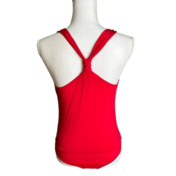 Bebe Red Halter V neck Bodysuit Top Size Small - Picture 6 of 17